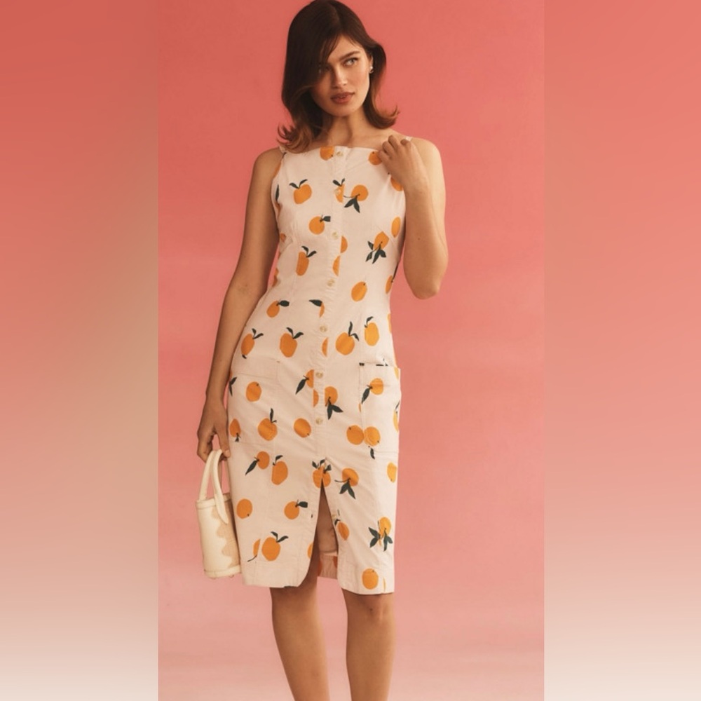 Anthropologie Maeve Colette Midi Dress  Size XS Dylan Mierzwinski Oranges NWT 🍊